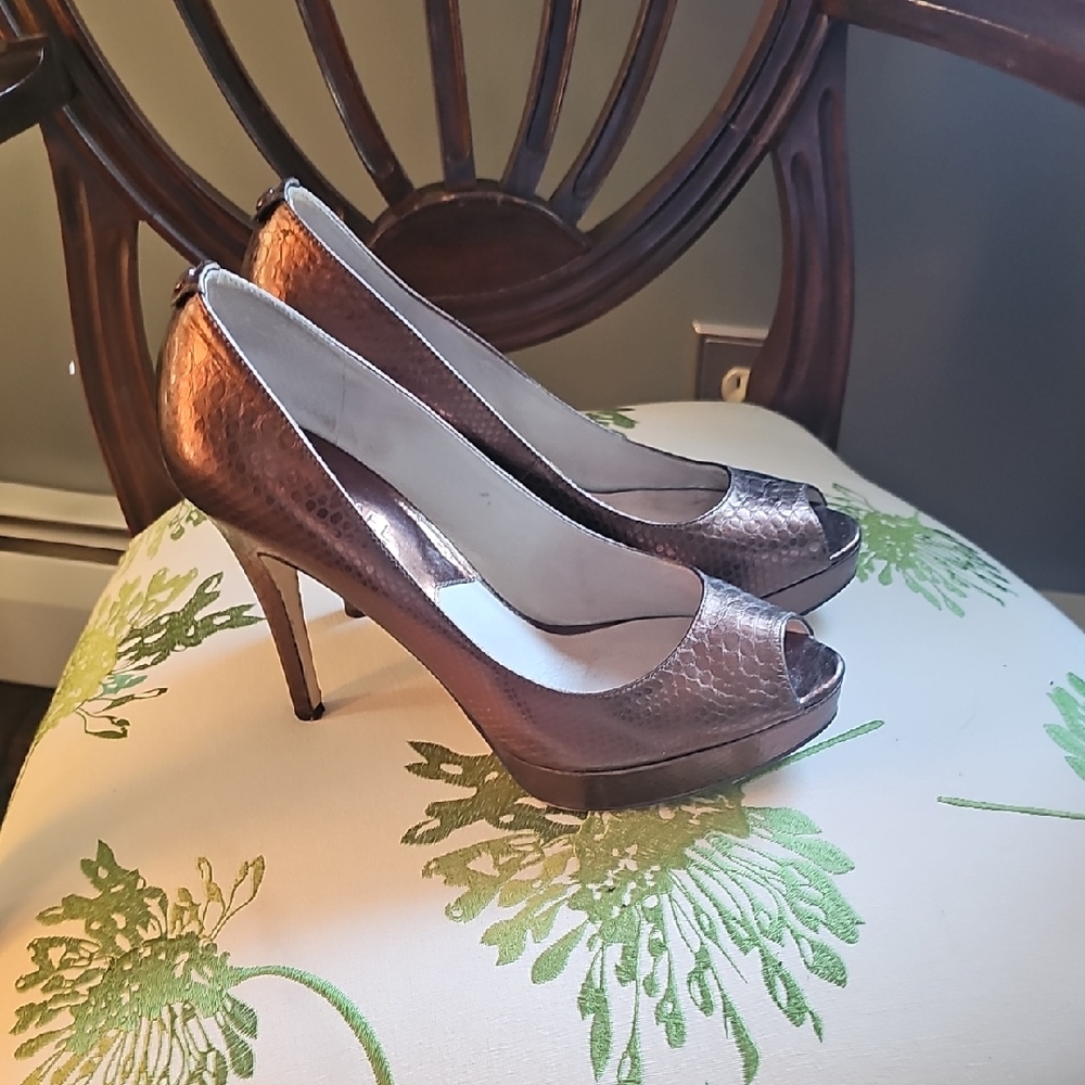 Elegant Bronze Peep-Toe Heels